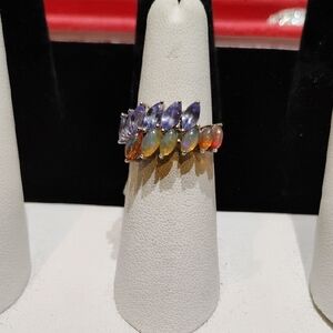 AJ sterling silver opal tanzanite ring NWT